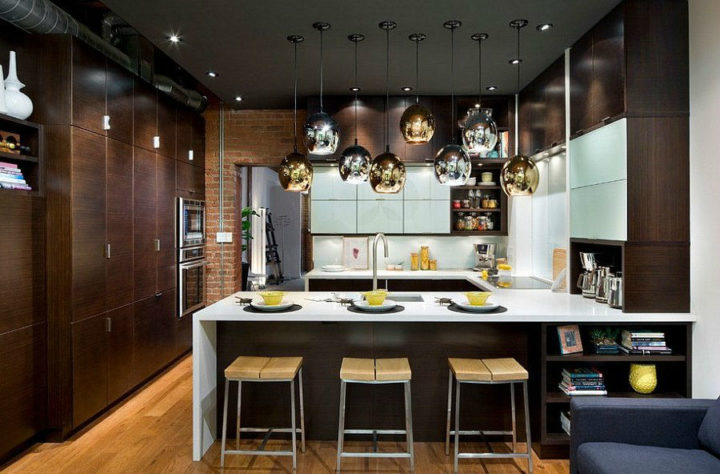 дизайн п-образная кухня