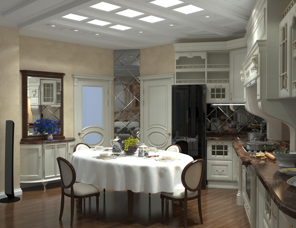 Дизайн кухни-гостиной 6