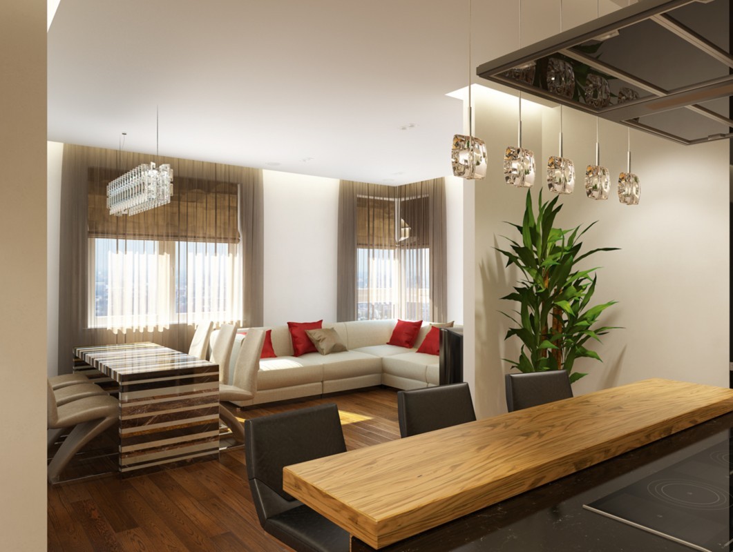 Кухня гостиная с барной стойкой- 1