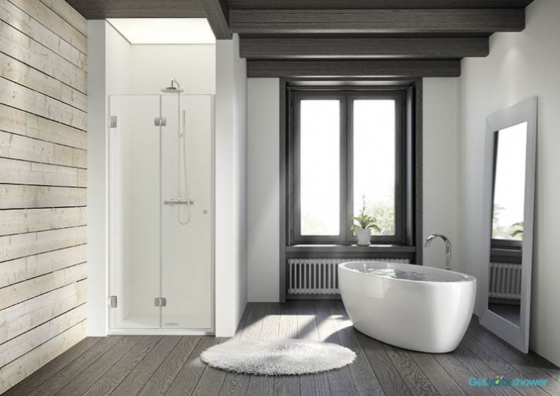 Современный дизайн ванной комнаты с душевой кабиной